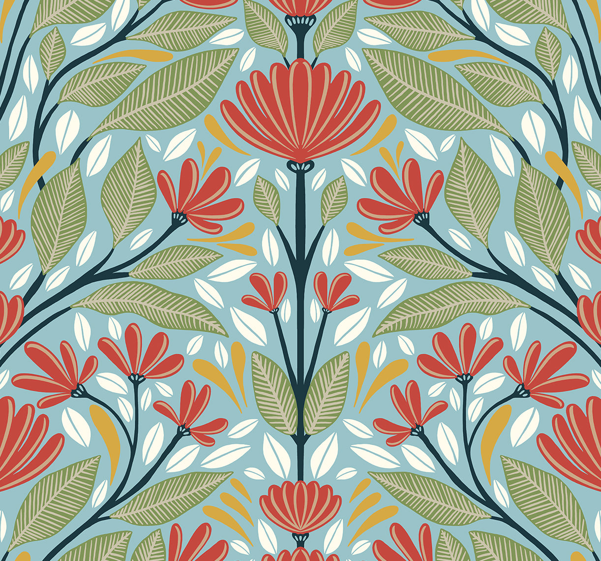 NW50802 NextWall NextWall Peel & Stick Wallpaper Shalin Folk Floral Summer Garden