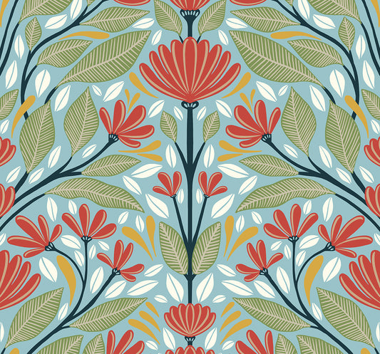 NW50802 NextWall NextWall Peel & Stick Wallpaper Shalin Folk Floral Summer Garden