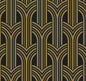 NW50900 NextWall NextWall Peel & Stick Wallpaper Deco Geometric Arches Ebony & Metallic Gold