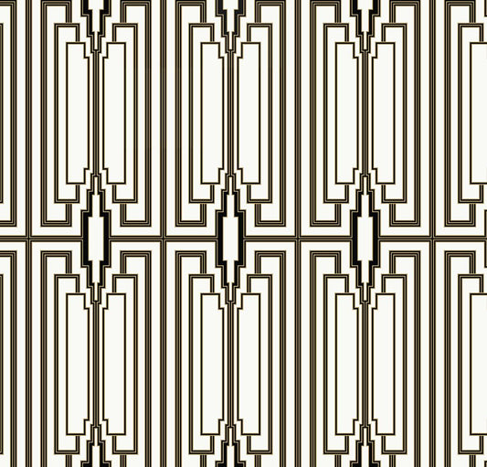 NW51100 NextWall NextWall Peel & Stick Wallpaper Manhattan Deco Ebony & Gold