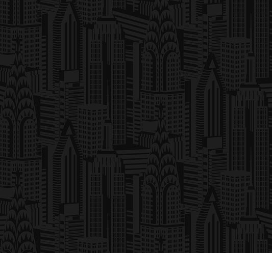 NW51300 NextWall NextWall Peel & Stick Wallpaper City Skyline Cosmic Black