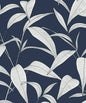 NW51802 NextWall NextWall Peel & Stick Wallpaper Pinstripe Leaf Trail Dark Blue