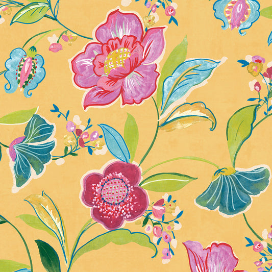 NW52306 NextWall NextWall Peel & Stick Wallpaper Painterly Floral Cantaloupe