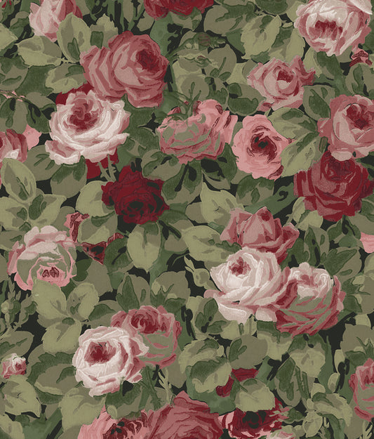 NW52401 NextWall NextWall Peel & Stick Wallpaper Rose Garden Garnet & Basil