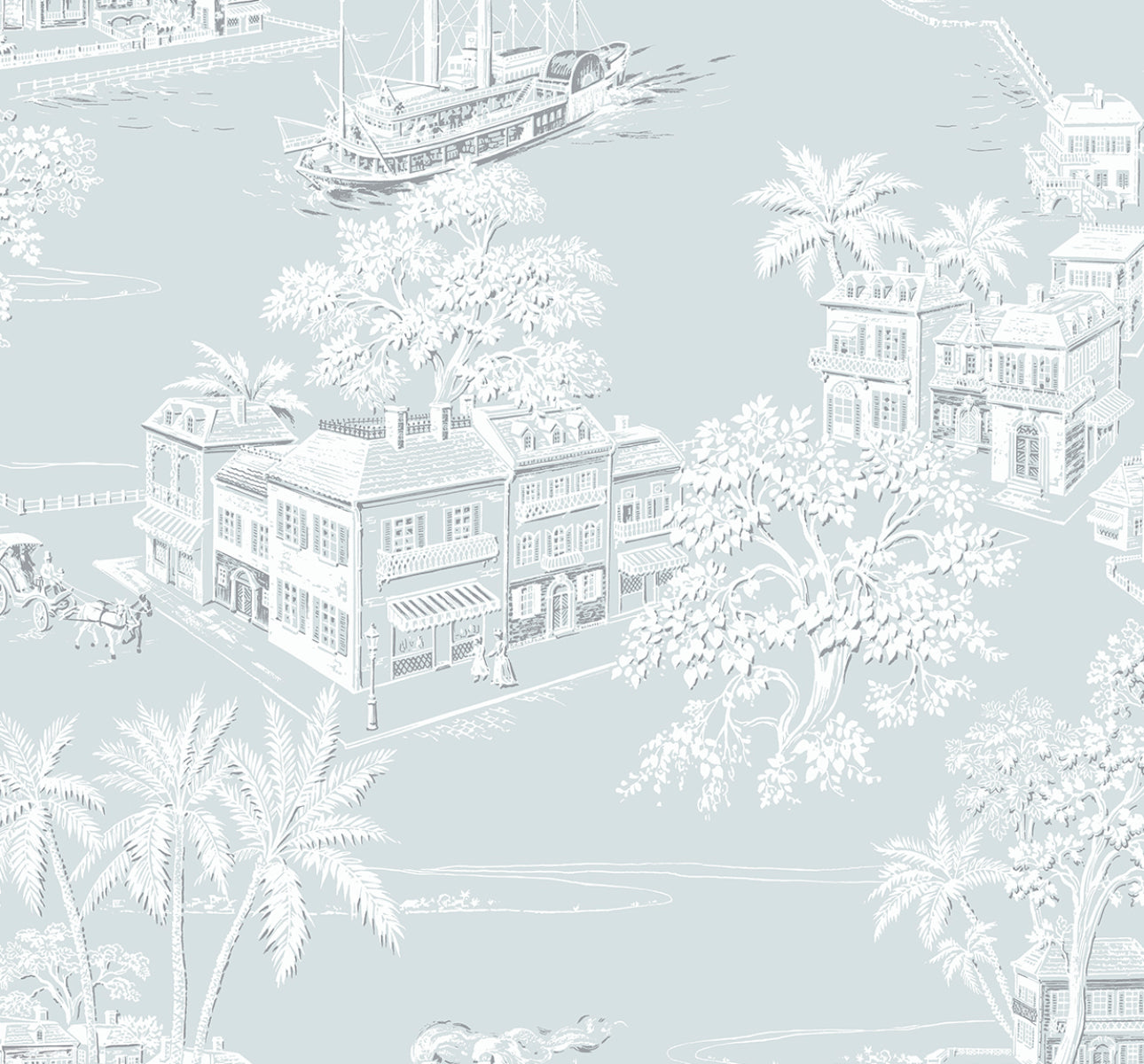 NW53702 NextWall NextWall Peel & Stick Wallpaper Coastline Toile Blue Mist
