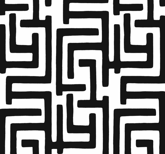 NW54100 NextWall NextWall Peel & Stick Wallpaper Graphic Maze Black