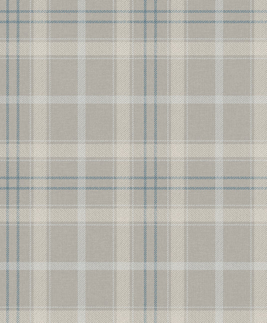 NW54308 NextWall NextWall Peel & Stick Wallpaper Tailor Plaid Argos Grey & Blue