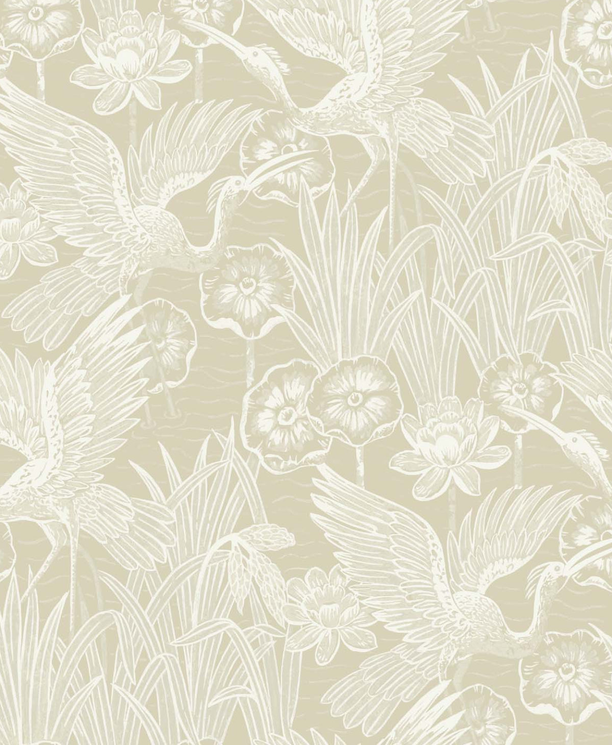 NW54505 NextWall NextWall Peel & Stick Wallpaper Floral Heron Sand