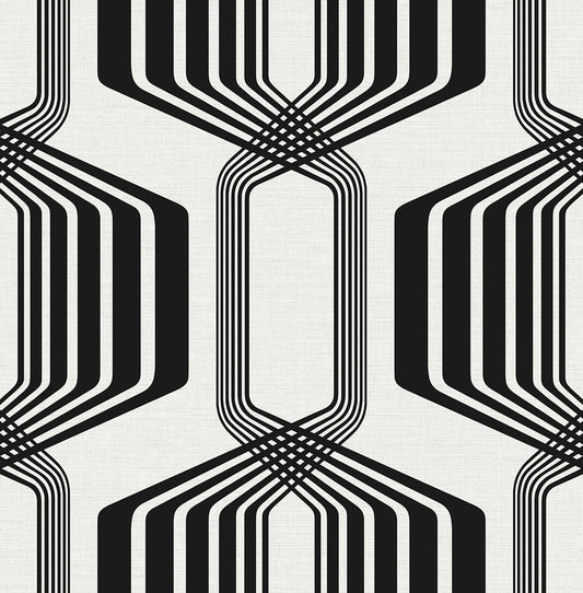 NW55300 NextWall NextWall Peel & Stick Wallpaper Striped Geo Ebony