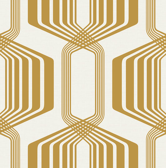NW55305 NextWall NextWall Peel & Stick Wallpaper Striped Geo Metallic Gold