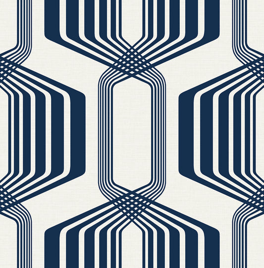 NW55312 NextWall NextWall Peel & Stick Wallpaper Striped Geo Blue Sapphire