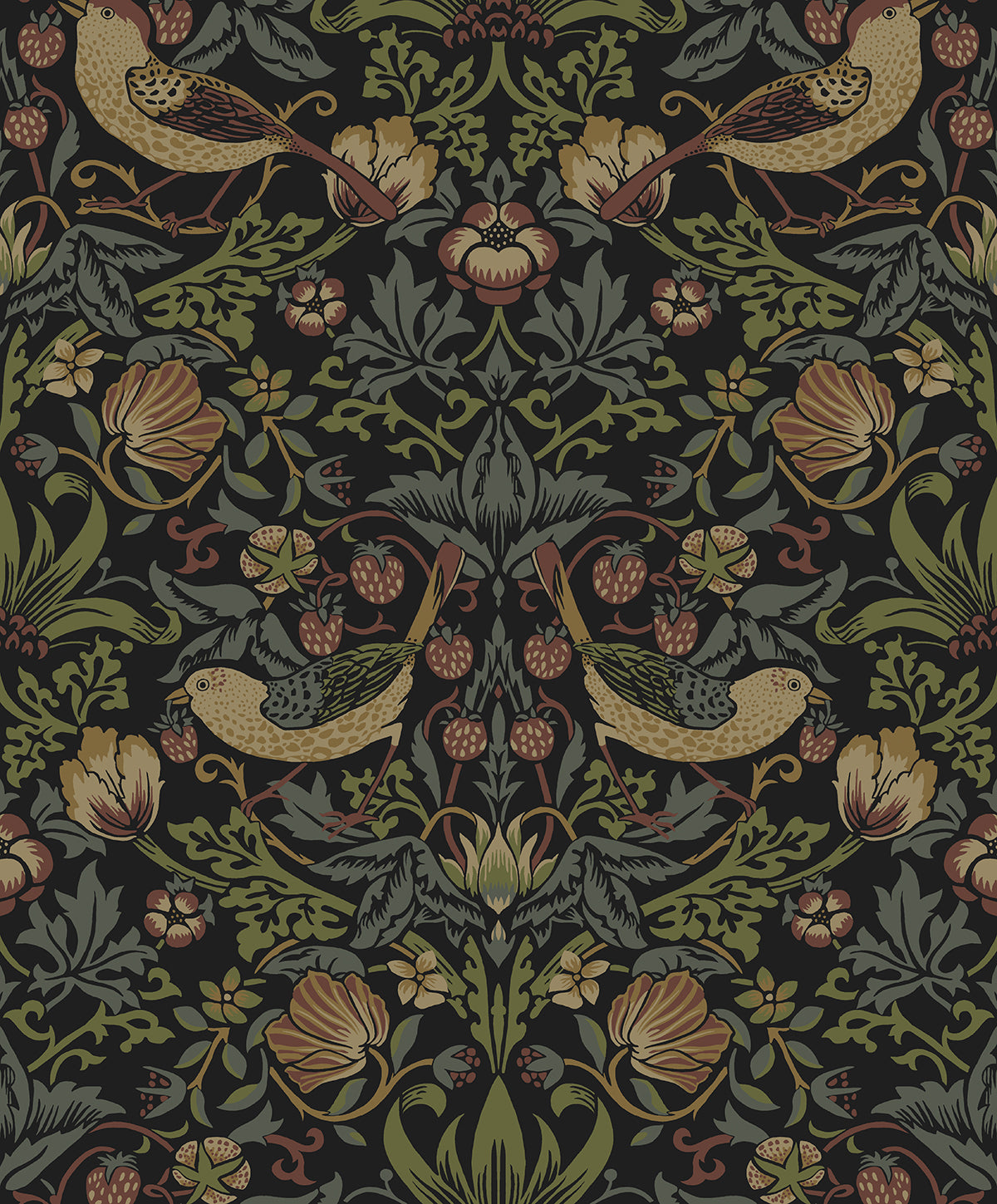 NW55401 NextWall NextWall Peel & Stick Wallpaper Strawberry Garden Black