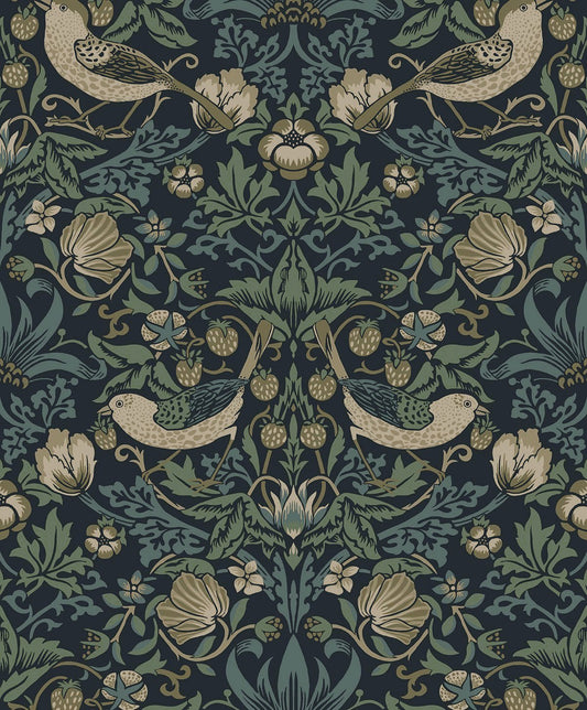 NW55402 NextWall NextWall Peel & Stick Wallpaper Strawberry Garden Blue