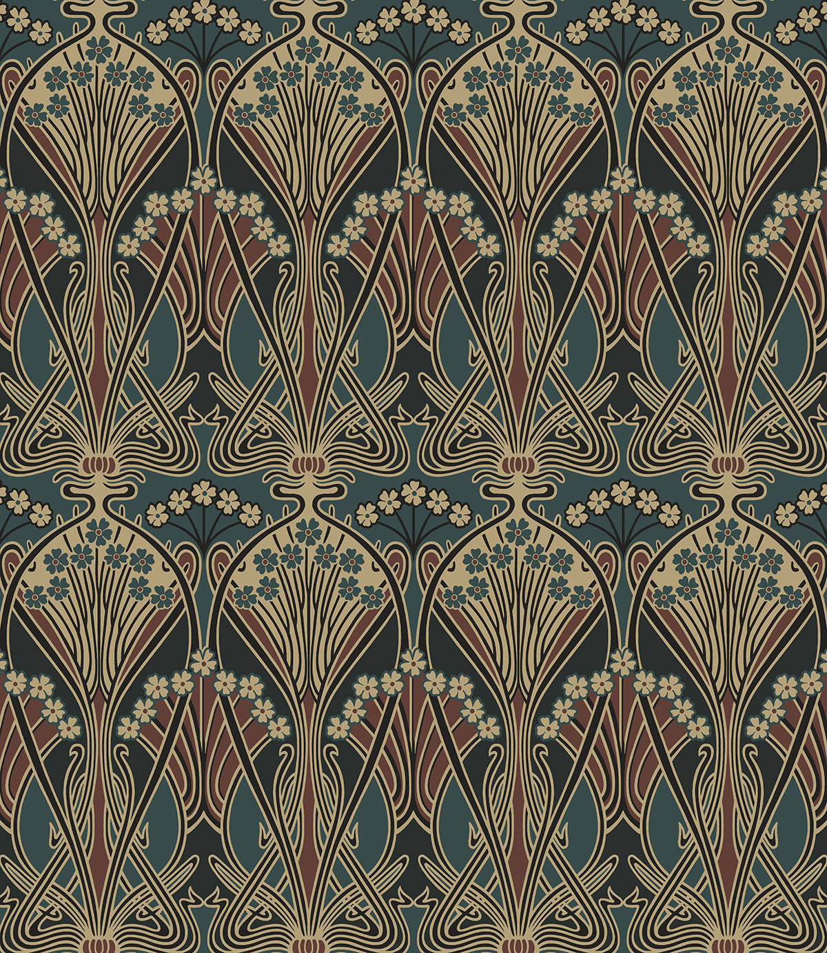 NW55501 NextWall NextWall Peel & Stick Wallpaper Deco Dragonfly Aegean Blue & Clay