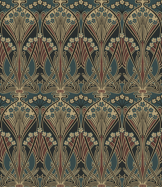 NW55501 NextWall NextWall Peel & Stick Wallpaper Deco Dragonfly Aegean Blue & Clay