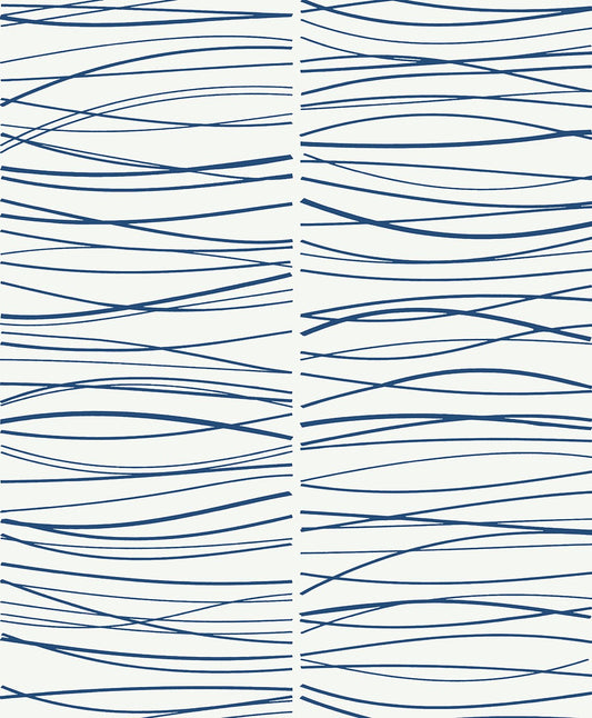 NW55602 NextWall NextWall Peel & Stick Wallpaper Wave Lines Blue