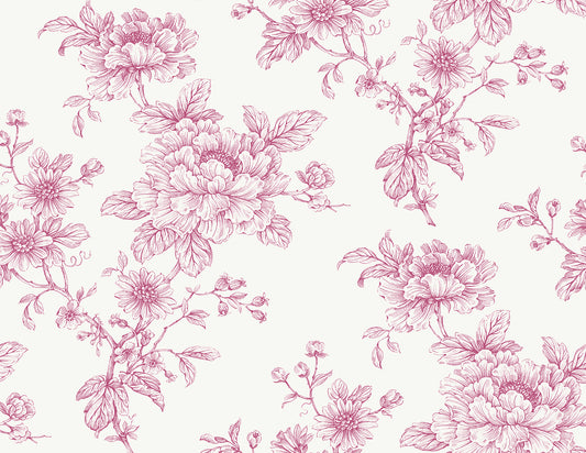 NW55701 NextWall NextWall Peel & Stick Wallpaper Sketched Floral Pink
