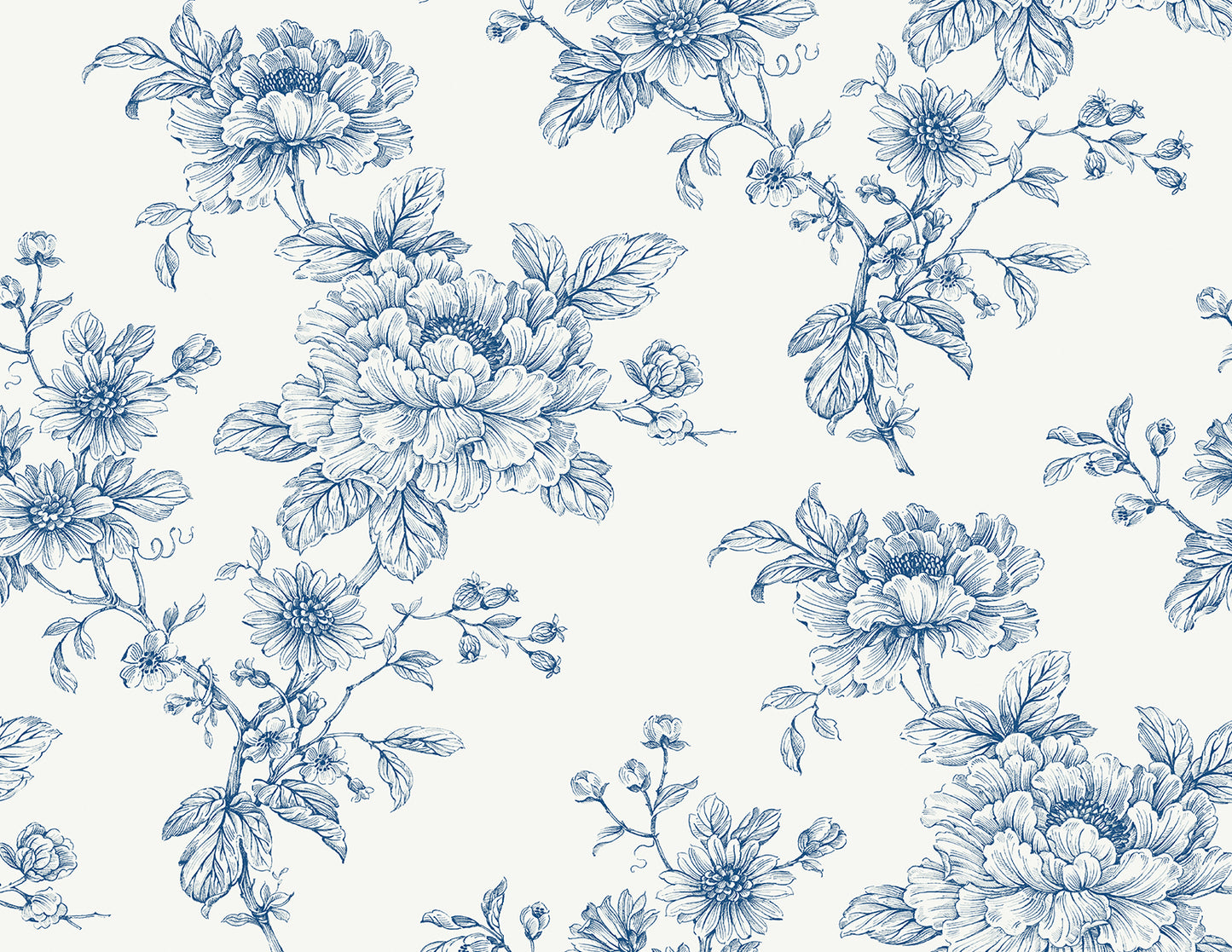 NW55702 NextWall NextWall Peel & Stick Wallpaper Sketched Floral Blue