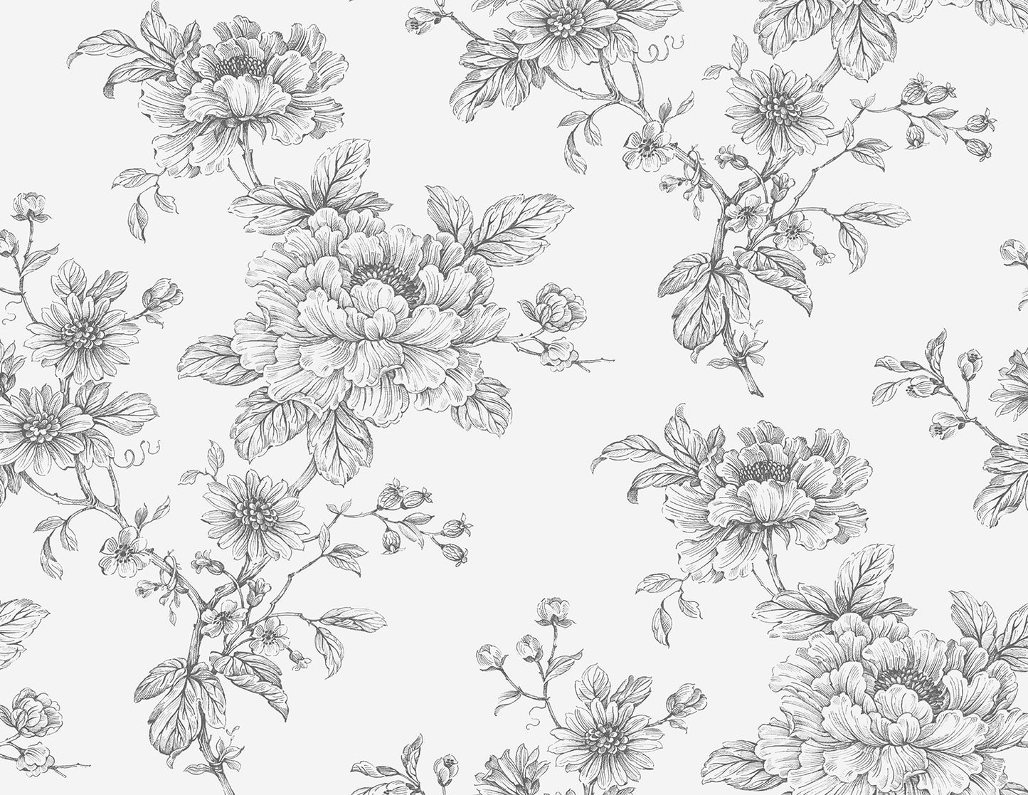 NW55708 NextWall NextWall Peel & Stick Wallpaper Sketched Floral Grey