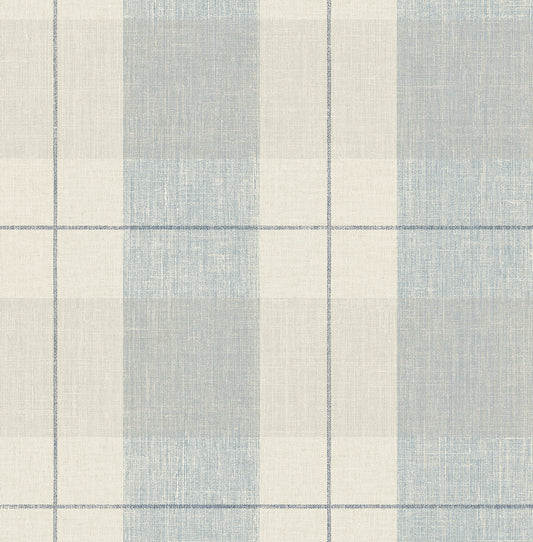NW56902 NextWall NextWall Peel & Stick Wallpaper Lenox Hill Plaid Blue & Beige
