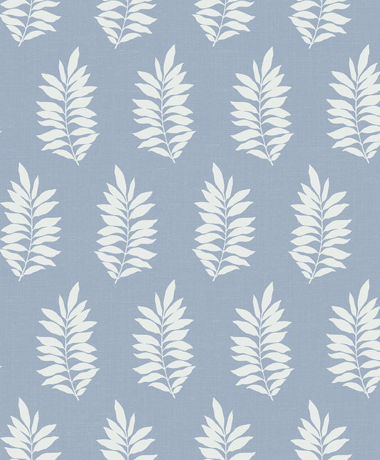 NW57202 NextWall NextWall Peel & Stick Wallpaper Pinnate Leaf Silhouette Blue Mist