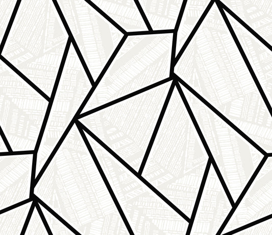 NW57300 NextWall NextWall Peel & Stick Wallpaper Vector Geo Ebony & Morning Fog