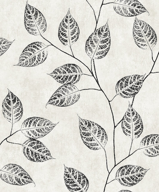 NW57500 NextWall NextWall Peel & Stick Wallpaper Leaf Silhouette Contrast