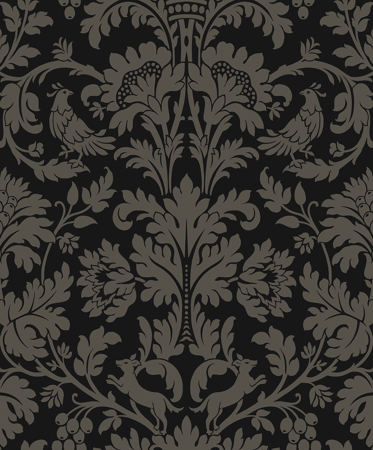 NW57710 NextWall NextWall Peel & Stick Wallpaper Ansel Damask Ebony & Pavestone