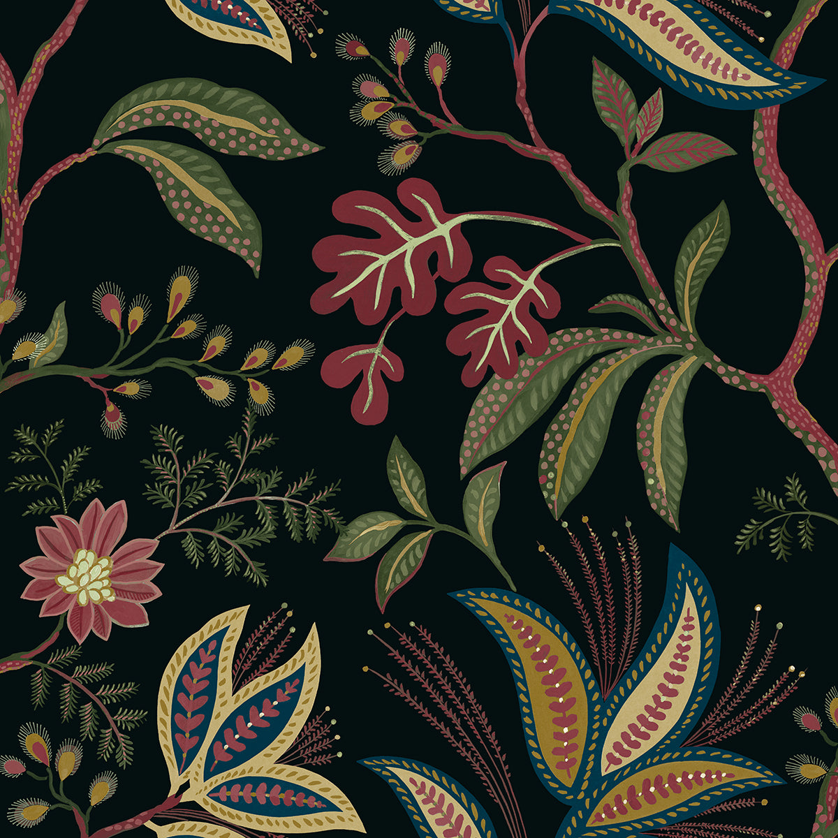 NW57900 NextWall NextWall Peel & Stick Wallpaper Forest Flourish Ebony