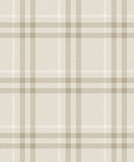 NW58203 NextWall NextWall Peel & Stick Wallpaper Calverlay Plaid French Vanilla