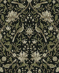 NWS058300 NextWall NextWall Peel & Stick Wallpaper Vintage Bird Ogee Ebony & Rosemary