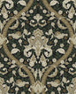 NW59004 NextWall NextWall Peel & Stick Wallpaper Acanthus Ogee Ebony & Green