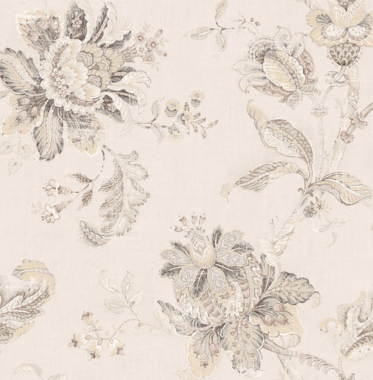 NW59105 NextWall NextWall Peel & Stick Wallpaper Anelda Jacobean Linen & Latte