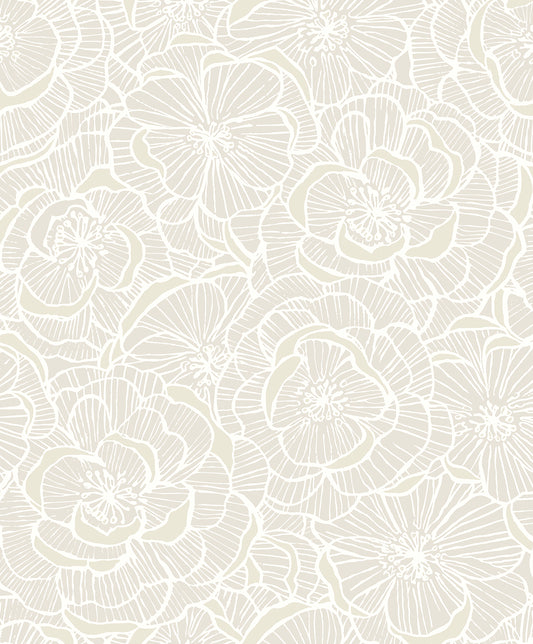 NW60000 NextWall NextWall Peel & Stick Wallpaper Camellia Floral Metallic Pearl
