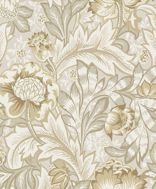 NW60507 NextWall NextWall Peel & Stick Wallpaper Acanthus Garden Floral Latte