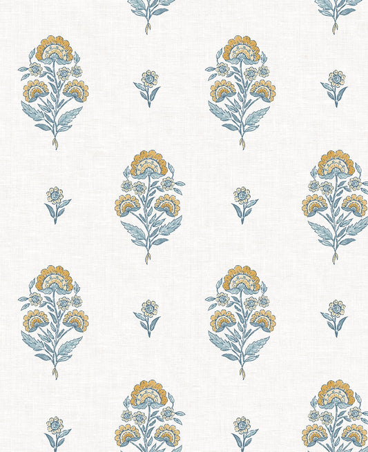 NW60703 NextWall NextWall Peel & Stick Wallpaper Floral Spot Marigold & Seabreeze