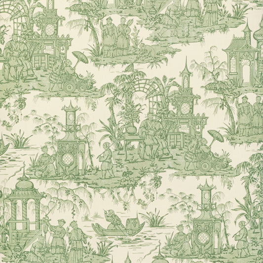 P2020110-316 PAGODA TOILE PAPER GREEN LEE JOFA Wallpaper