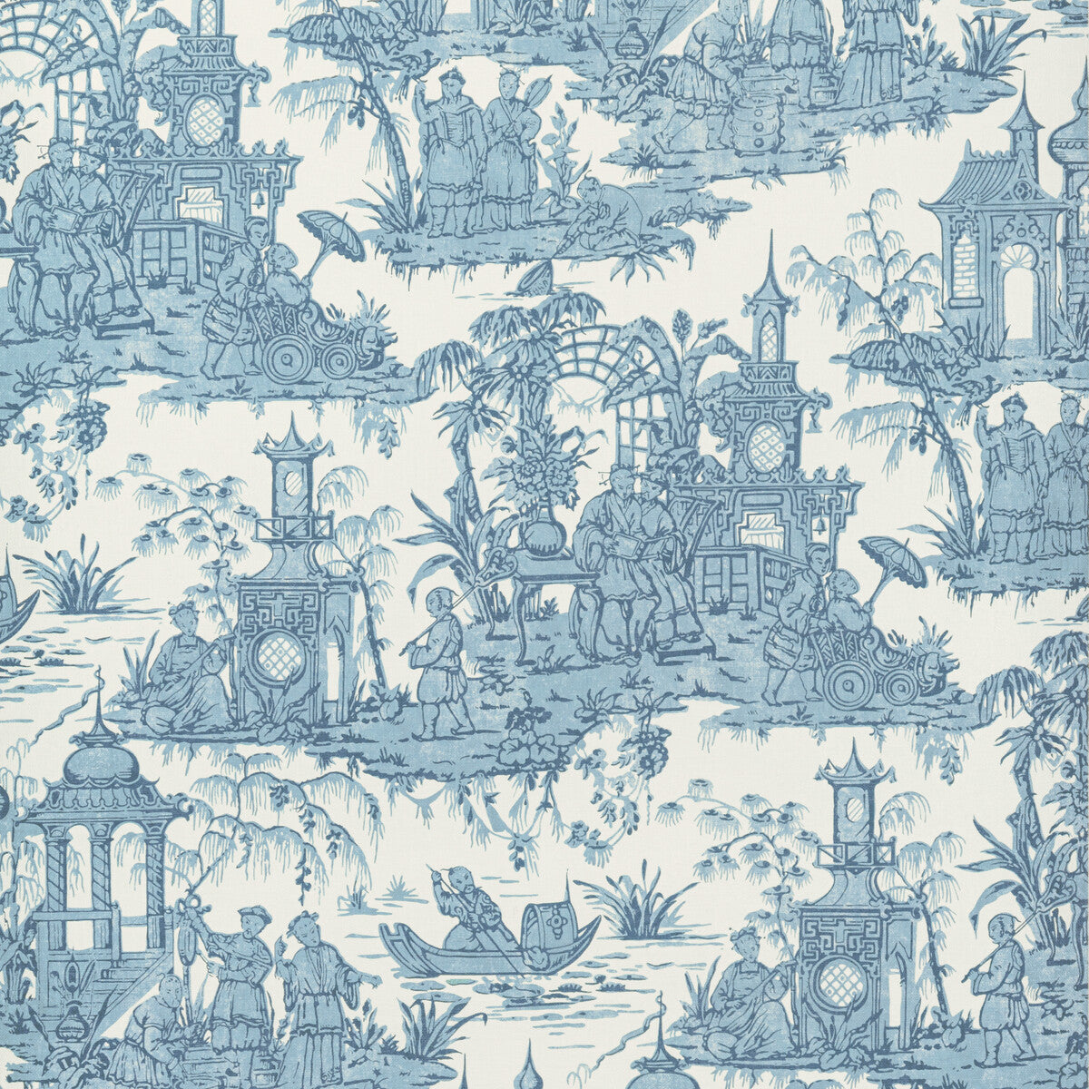 P2020110-535 PAGODA TOILE PAPER BLUE LEE JOFA Wallpaper