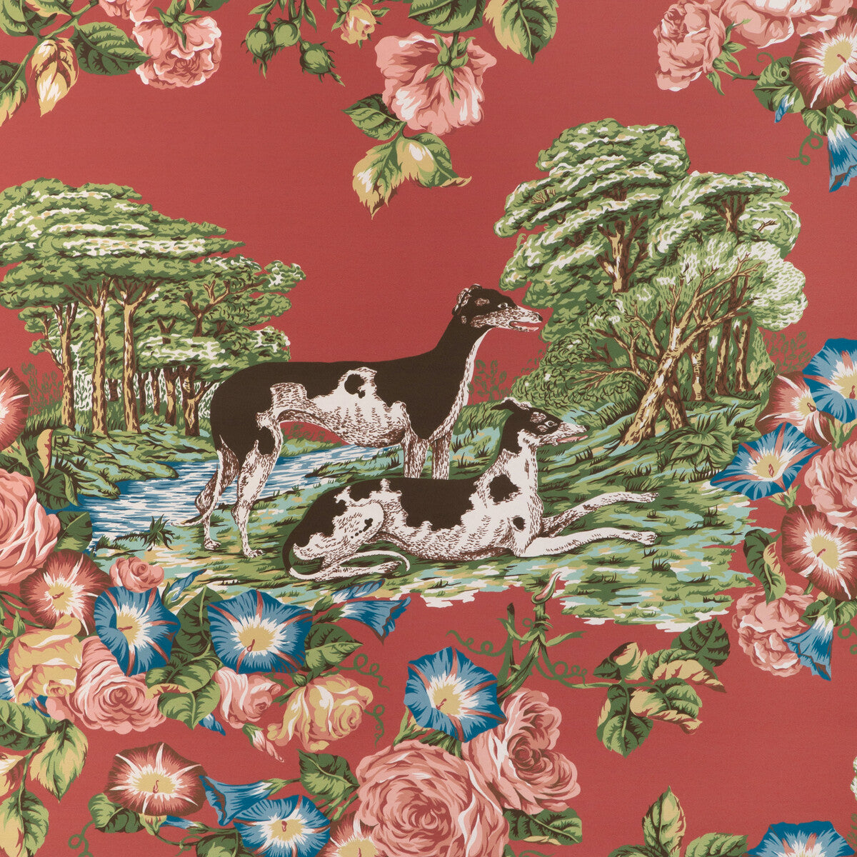 P2023120-19 WHIPPETS PAPER RED LEE JOFA Wallpaper