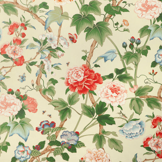 P2023128-319 GARDENIA PAPER RED/GREEN LEE JOFA Wallpaper
