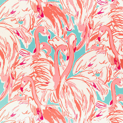 P2025114-13 PINK COLONY WP AQUA/PINK LEE JOFA Wallpaper