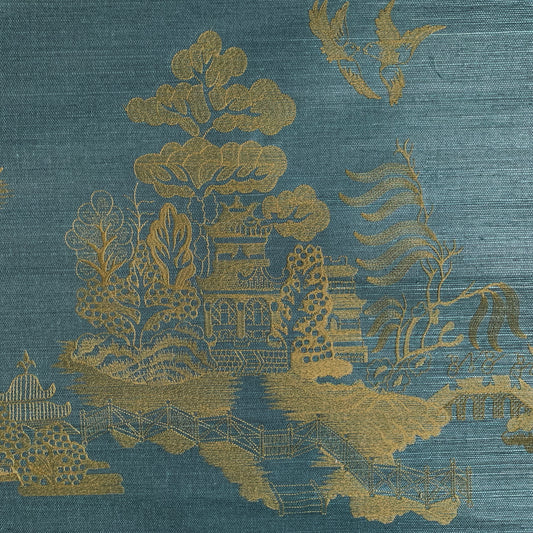 P8020108-35 LA PAGODE TEAL BRUNSCHWIG & FILS