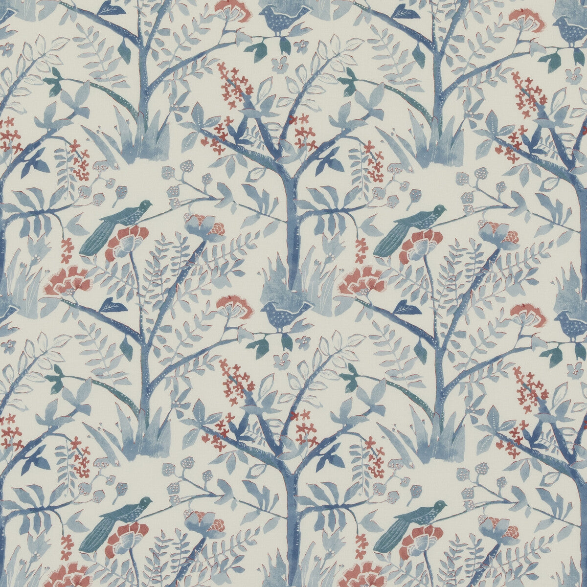 PP50502-1 LULWORTH BLUE/RED BAKER LIFESTYLE Fabrics Drapery Upholstery