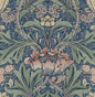 PR10002 Seabrook Designs Prepasted Online Wallpaper Acanthus Floral Prepasted Denim Blue & Salmon