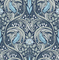 PR10302 Seabrook Designs Prepasted Online Wallpaper Bird Ogee Prepasted Navy & Sky Blue