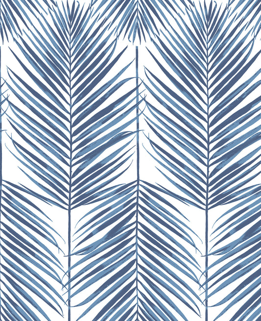 PR10702 Seabrook Designs Prepasted Online Wallpaper Paradise Palm Prepasted Coastal Blue