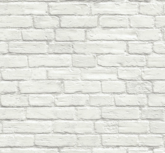 PR10800 Seabrook Designs Prepasted Online Wallpaper Industrial Faux Brick Prepasted Off-White
