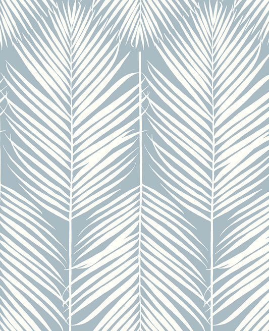PR11402 Seabrook Designs Prepasted Online Wallpaper Palm Silhouette Prepasted Light Blue