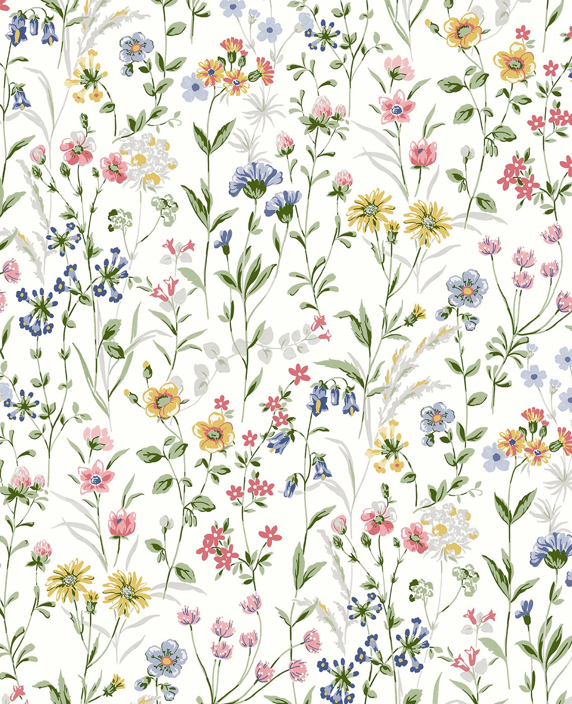 PR11901 Seabrook Designs Prepasted Online Wallpaper Wildflowers Prepasted Multicolored