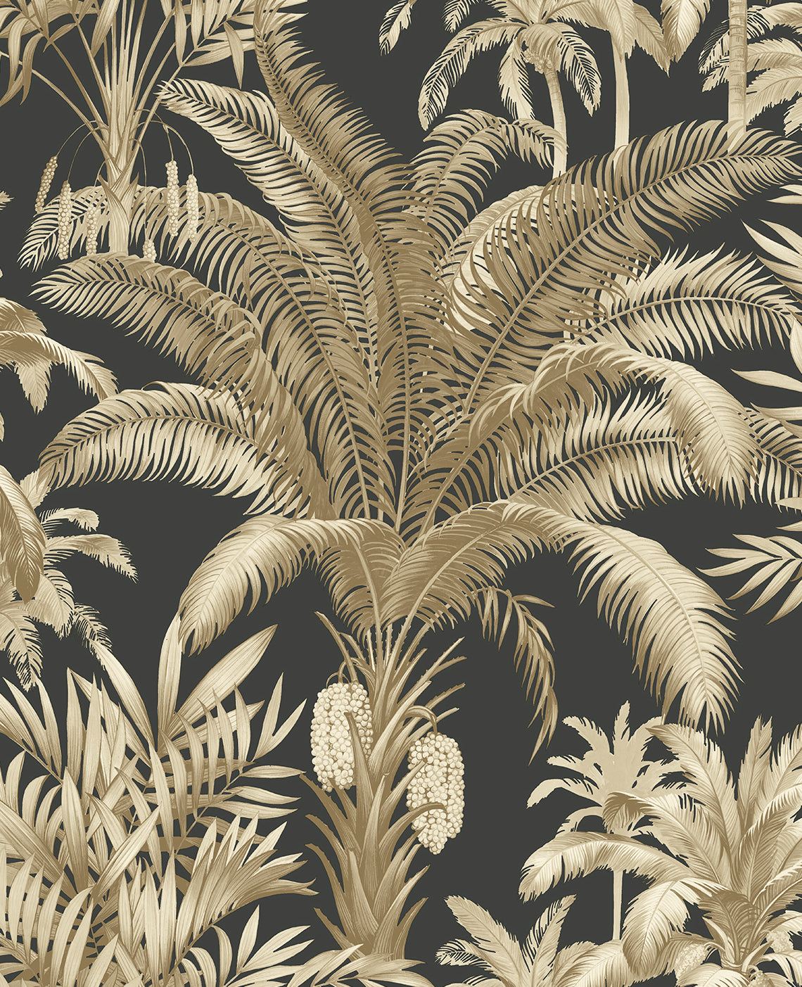 PR12100 Seabrook Designs Prepasted Online Wallpaper Tropical Palm Beach Prepasted Ironwork & Taupe